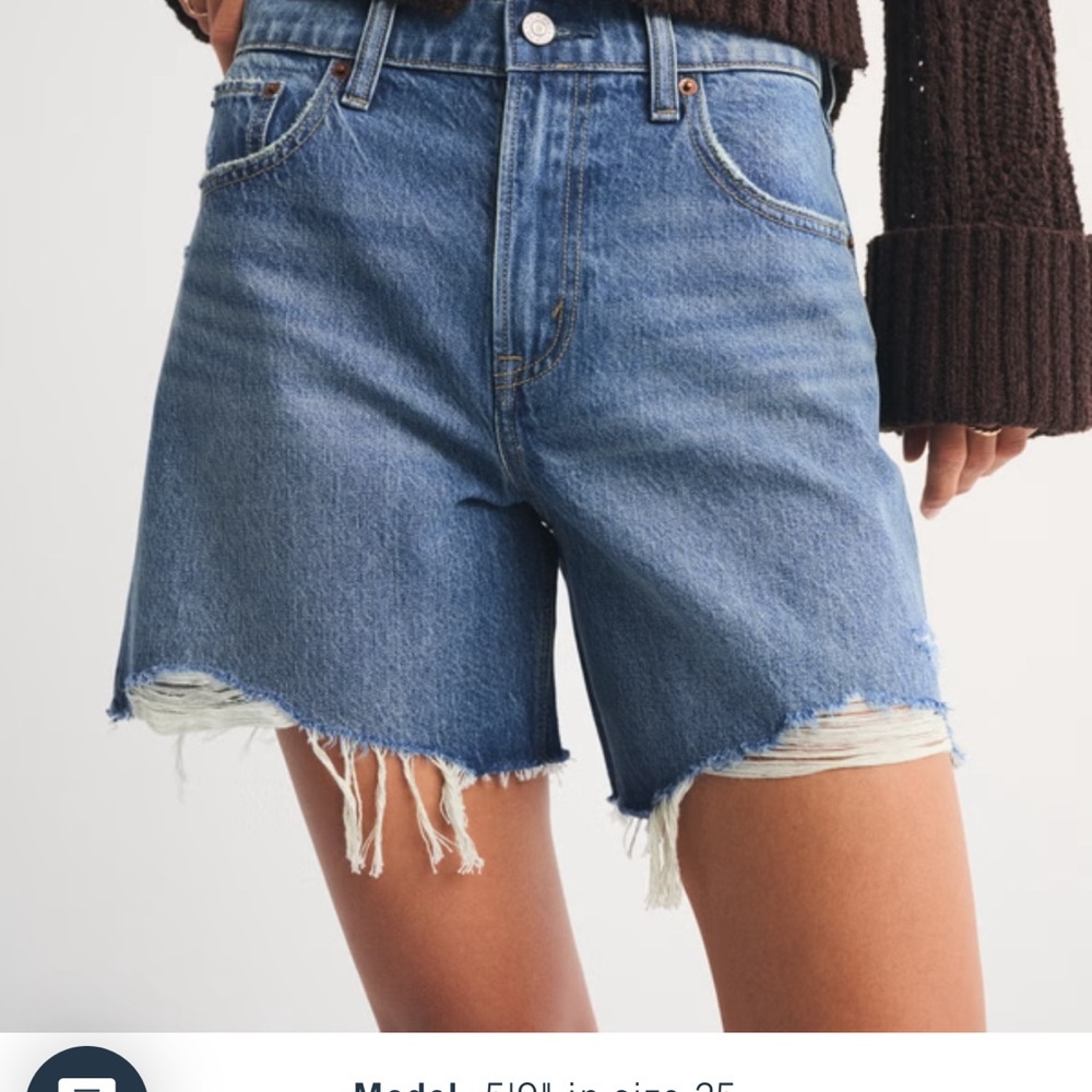 Abercrombie & Fitch Blue Distressed Denim Shorts